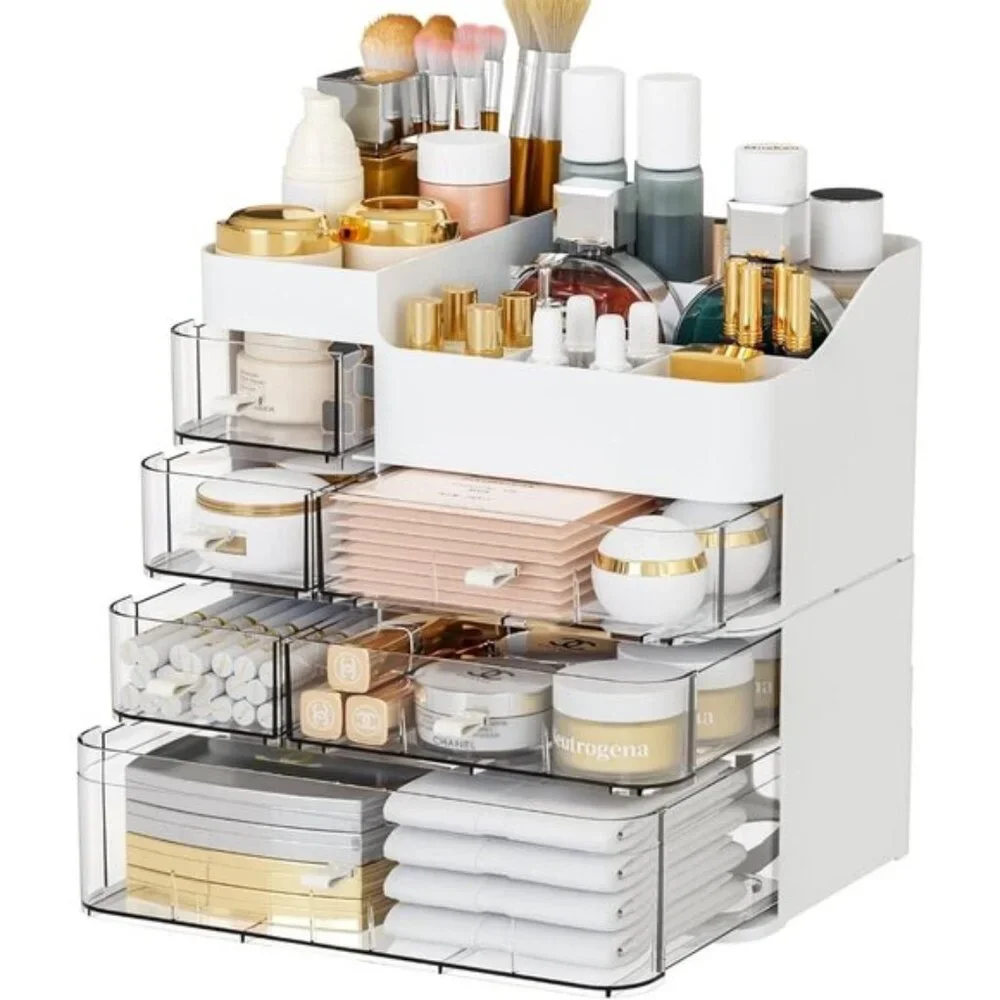 New Makeup Organizer for Vanity, Large 6-Drawer Plastic Cosmetic Storage - White